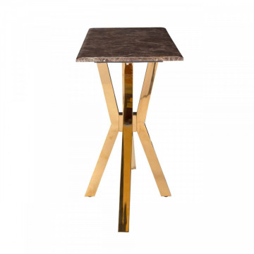 Consola cu blat din marmura si cadru din otel auriu 150 cm - Img 2