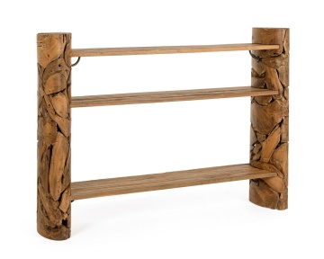 Consolă din lemn de tec reciclat, natural, 156x36x110 cm