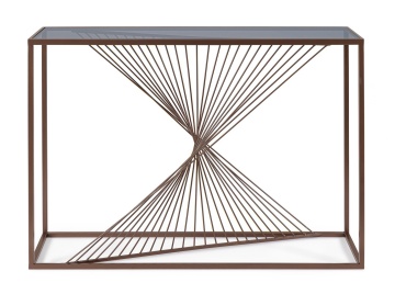 Consolă Espiral, din oțel și sticlă securizată, 107x30.5x79 cm - Img 2