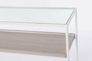 Consolă Laurel, cu blat din sticlă și cadru din oțel, 120x30x75 cm - Img 4