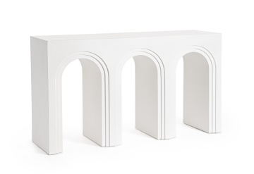 Consolă modelată Rhome, finisaj cu efect material, albă, 140x40x80 cm