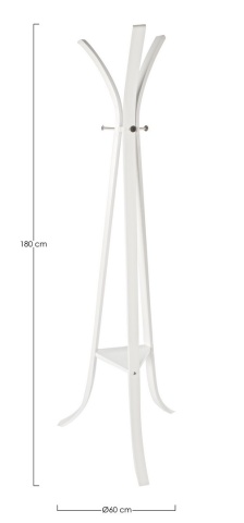 Cuier Triomphe, din lemn stratificat de mesteacăn lăcuit și oțel cromat, alb, 60x60x180 cm - Img 2