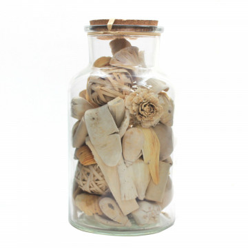 Decoratiune din sticla Flora cu flori uscate, natural - Img 2