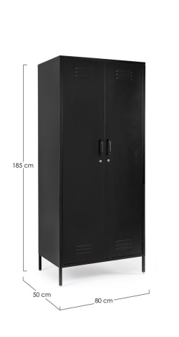 Dulap Cambridge, cu 2 uși, din oțel, vopsit electrostatic, negru, 80x50x185 cm - Img 2