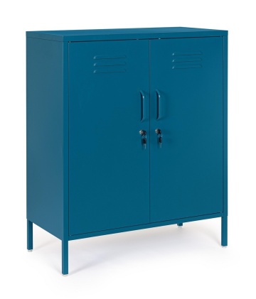 Dulapior Cambridge, cu 2 uși și 2 rafturi ajustabile, din metal vopsit electrostatic, albastru, 80x40x101.5 cm