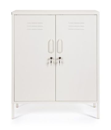 Dulapior Cambridge, cu 2 uși și 2 rafturi ajustabile, din metal vopsit electrostatic, alb crem, 80x40x101.5 cm - Img 2