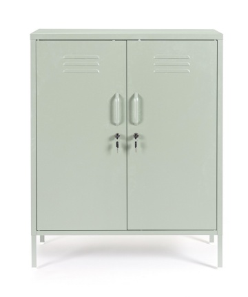 Dulapior Cambridge, cu 2 uși și 2 rafturi ajustabile, din metal vopsit electrostatic, verde salvie, 80x40x101.5 cm - Img 2