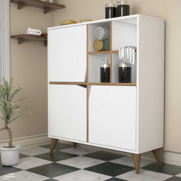 Dulapior din pal melaminat Pulse alb si nuc 100x115x30 cm - Img 4