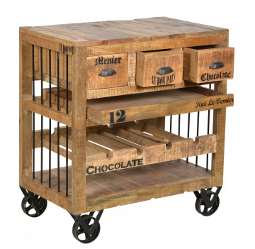 Dulapior pentru vin din mango Rustic, depozitare pentru 4 sticle - Img 1