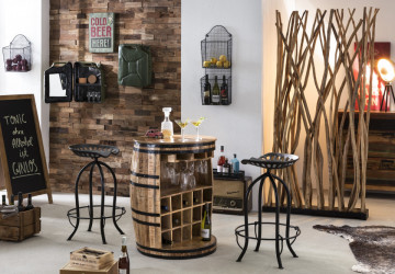 Dulapior pentru vin in forma de butoi Rustic, depozitare pentru 15 sticle - Img 2