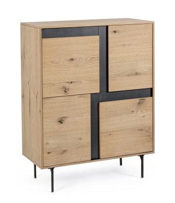 Dulapior Stanwood, cu 3 uși, MDF furniruit stejar, finisaj natural, 90x40x120 cm
