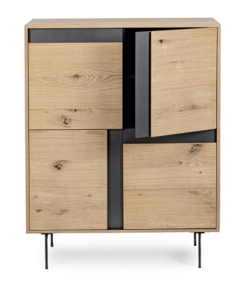 Dulapior Stanwood, cu 3 uși, MDF furniruit stejar, finisaj natural, 90x40x120 cm - Img 9