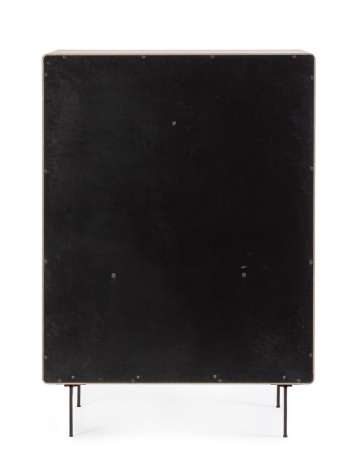 Dulapior Widald, cu 2 uși și 4 sertare, din MDF furniruit cu frasin și oțel, natural, 90x40x130.5 cm - Img 4