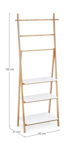 Etajeră Audrey bambus cu rafturi MDF 152 cm - Img 2