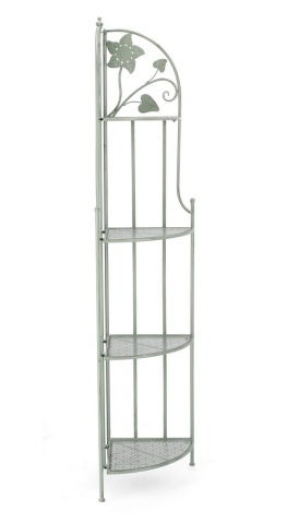 Etajeră de colț Harriet, 4 polițe, pliabilă, din oțel, culoare salvie, 48x35x165,5 cm - Img 5