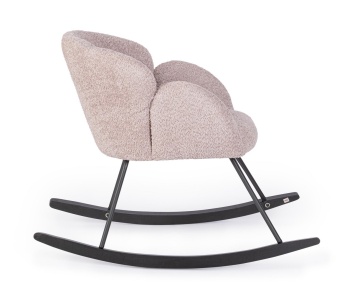 Fotoliu balansoar Sibilla, din poliester efect bouclé, stil vintage, roz antic, 86 x 62 x 72 cm - Img 6