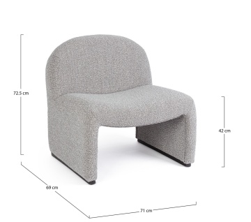 Fotoliu Bassilla Bouclé, Gri, 71 x 69 x 72.5 cm - Img 3