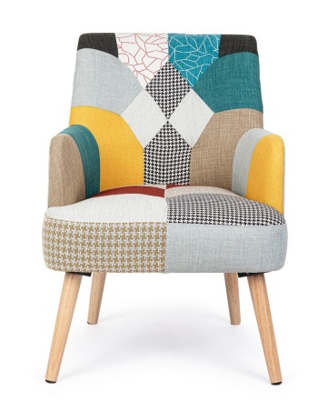 Fotoliu Galatea, din textil patchwork, 60x67x79 cm - Img 3