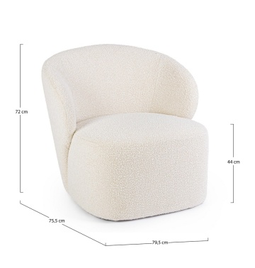 Fotoliu natural din textil bouclé, 79.5 x 75.5 x 72 cm - Img 3
