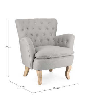 Fotoliu Orlins, capitonat, cu brațe, din material textil cu efect bouclé - Img 2