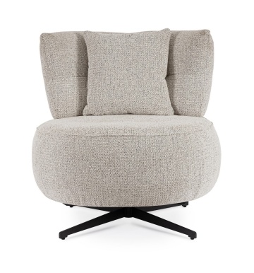 Fotoliu pivotant 360º, tapițat cu poliester efect chenille cu model punctat, picioare din oțel, gri, 80 x 93.5 x 96.5 cm - Img 3