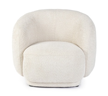 Fotoliu Tecla cu brațe, din poliester cu efect bouclé, natural, 93x87x73 cm - Img 4