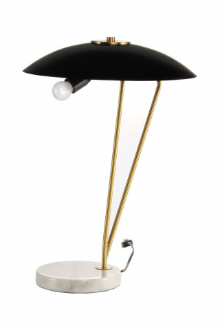 Lampa decorativa din fier/ marmura Kayani neagra/aurie/alba, un bec - Img 10