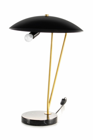 Lampa decorativa din fier/marmura Kayani neagra /aurie /neagra, un bec - Img 10