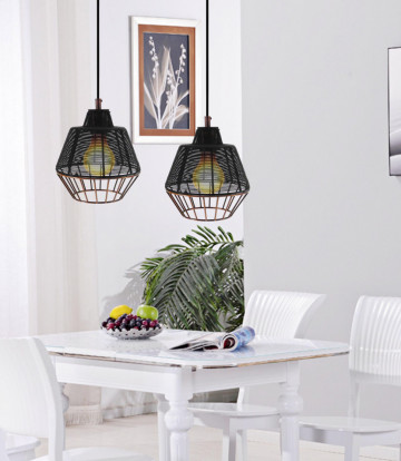 Lustra din fier galvanizat Libertas Small neagra/cupru, un bec - Img 3