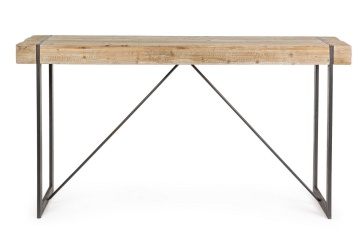 Masă de bar Garrett, 4 locuri, fixă, cadru din oțel și blat din lemn de brad, 200x50x110 cm - Img 3
