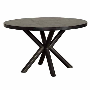 Masa de dining rotunda Selva din lemn de mango neagra 130 cm