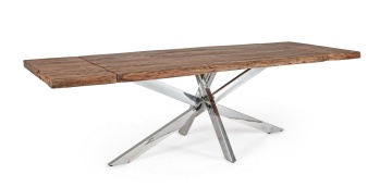 Masă dining extensibilă Arkansas, 10 persoane, cu blat din lemn de acacia, 180-260x90 cm