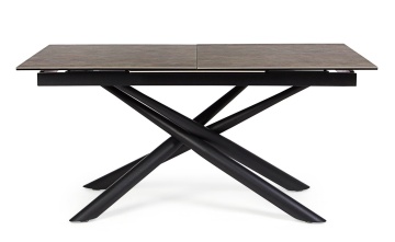 Masă dining extensibilă pentru 8 persoane, cu blat ceramic și picioare din oțel vopsit electrostatic, 160-220x90 cm - Img 5
