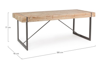 Masa dining Garrett, 8 locuri, fixă, cadru din oțel și blat din lemn de brad, 200x90x77 cm - Img 2