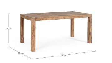Masă dining Nartan, 6 persoane, stil nordic, din lemn de sheesham, 160x90x76 cm - Img 2