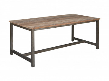 Masa dreptunghiulara cu blat din lemn de tec reciclat 160x90x78 cm maro/negru