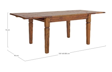 Masă extensibilă Chateaux, 8 persoane, din lemn masiv de acacia indiană, finisaj antichizat, 120-200x90 cm - Img 2