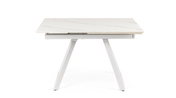 Masă extensibilă Reeta, blat gresie porțelanată efect marmură, 4-6 locuri, alb/alb, 120-180x90 cm - Img 4