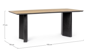 Masă fixă Stanwood, dreptunghiulară, din MDF furniruit cu stejar, 190x90 cm - Img 2
