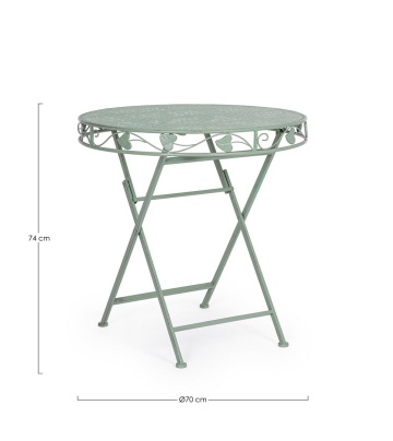 Masă Harriet, rotundă, pliabilă, din oțel, verde salvie, Ø70x74 cm - Img 3