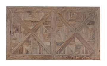 Masă Kaily fixă, pentru 6 persoane, din lemn de ulm reciclat, finisaj antichizat, 160x90 cm - Img 7