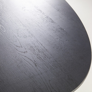 Masa ovala cu blat din lemn de stejar 300x120x76 cm neagra - Img 2