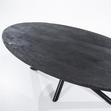 Masa ovala din lemn de mango Oscar 200x110 cm neagra - Img 2