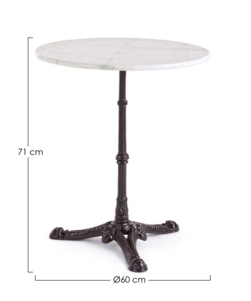 Masă rotundă fixă pentru 2 persoane, cu blat din marmură și cadru metalic, Ø60 cm - Img 2