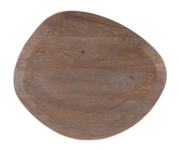 Măsuță de cafea, blat neregulat din lemn de mango 60x58 cm, bază din oțel, maro rustic, înălțime 45 cm - Img 4