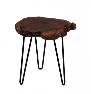 Masuta de cafea cu forma neregulata din lemn Woody 30x30x40 cm maro inchis - Img 3
