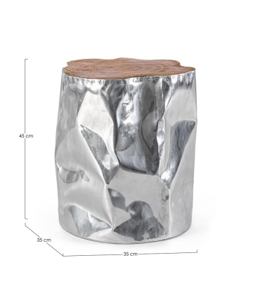 Măsuță de cafea din aluminiu și rădăcină de tec, finisaj nitrocelulozic, 35x35x45 cm - Img 2