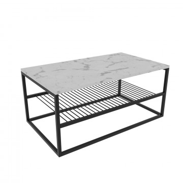 Masuta de cafea dreptunghiulara Asude cu aspect de marmura alba 95x55 cm - Img 10
