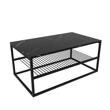 Masuta de cafea dreptunghiulara Asude cu aspect de marmura neagra 95x55 cm - Img 6