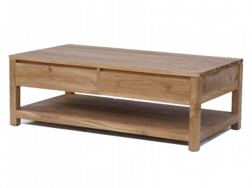Masuta de cafea dreptunghiulara din lemn cu spatiu de depozitare 130x70x45 cm maro